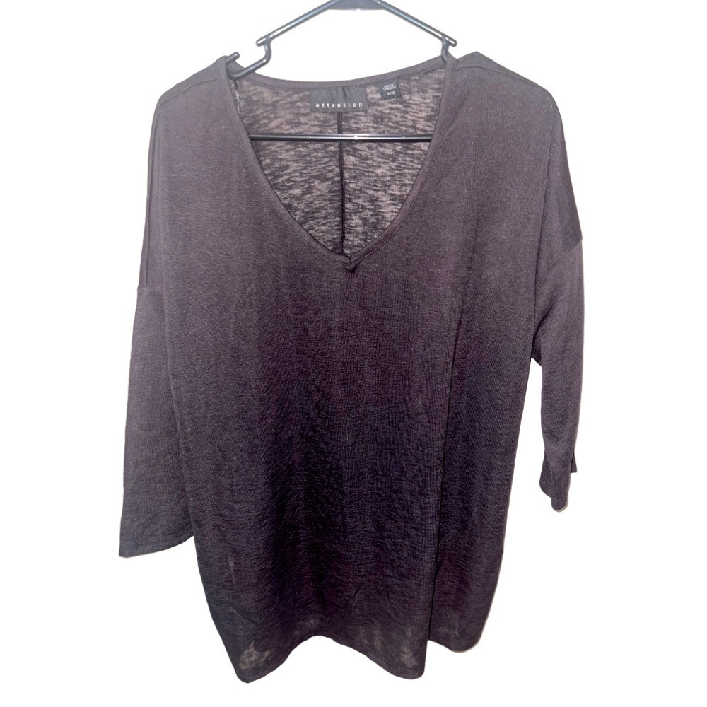 𝅺ATTENTION LADIES BLACK V-NECK WARDROBE STAPLE TOP SIZE X-LARGE